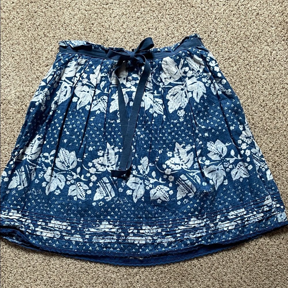 GAP Navy Floral A-Line Skirt Coquette Twee
